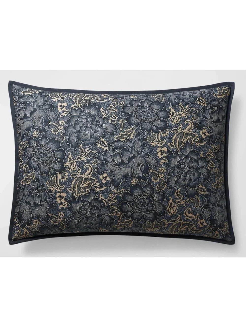 RALPH LAUREN KEATON DEEP INDIGO BLUE FLORAL COTTON STANDARD PILLOW SHAM $145 NWT